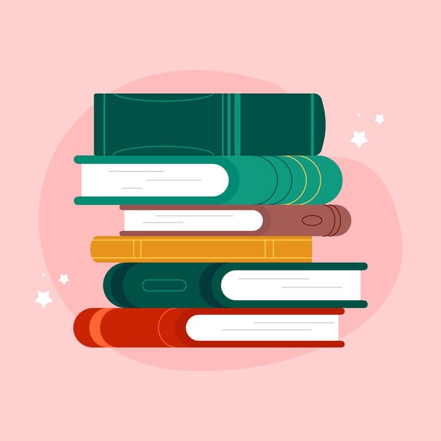 Hand drawn flat design stack of books