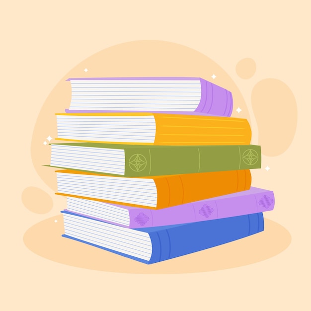 Hand drawn flat design stack of books