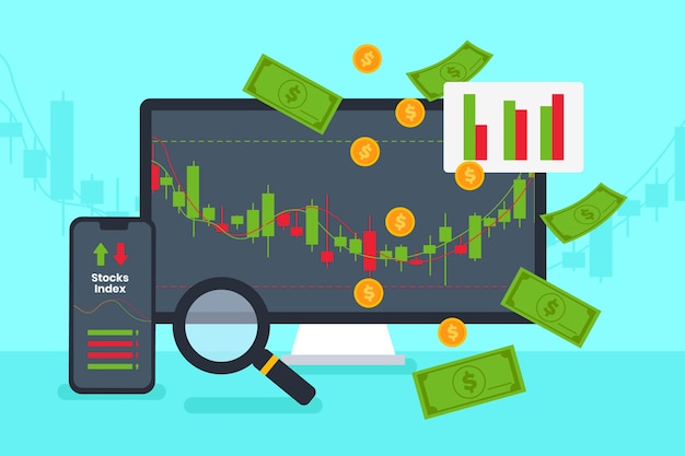 Free Vector hand drawn flat design stock market concept