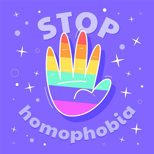 Hand drawn flat design stop homophobia concept