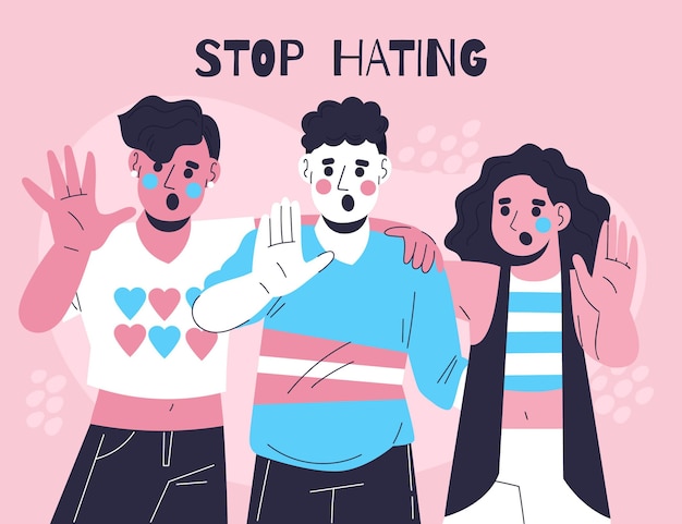 Hand drawn flat design stop transphobia concept