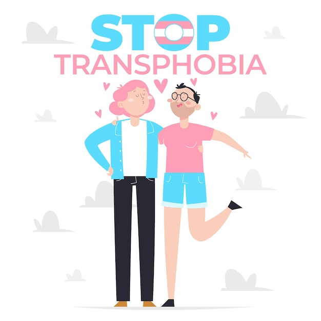 Hand drawn flat design stop transphobia concept