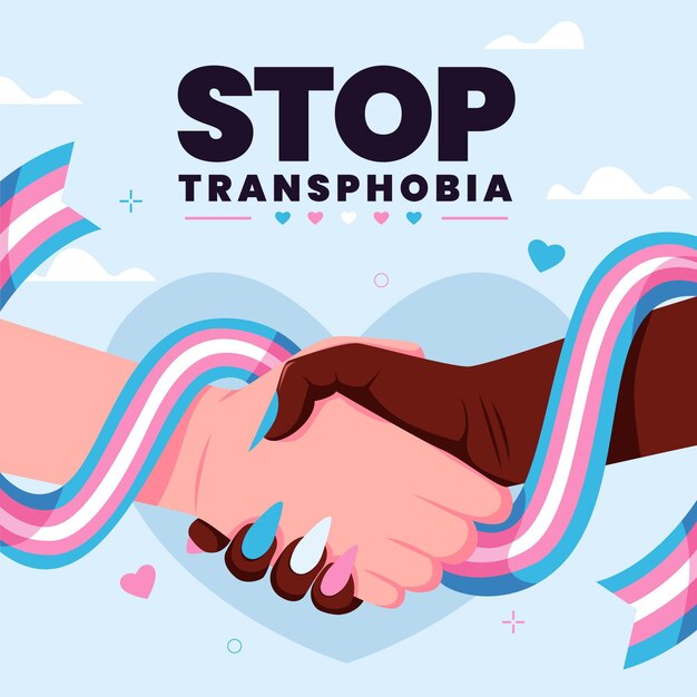 Hand drawn flat design stop transphobia concept