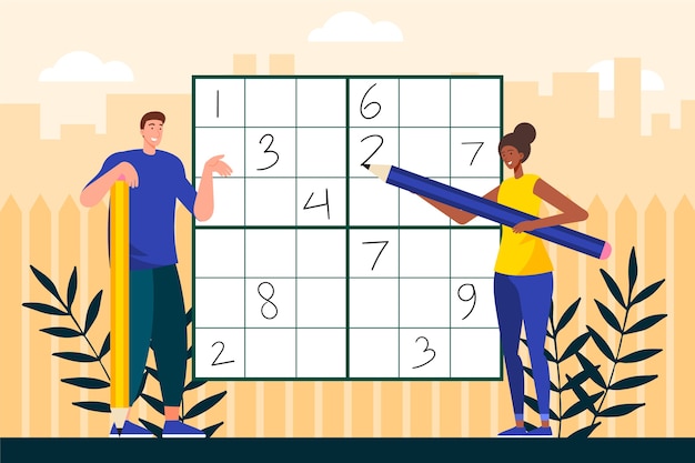 Hand drawn flat design sudoku game design