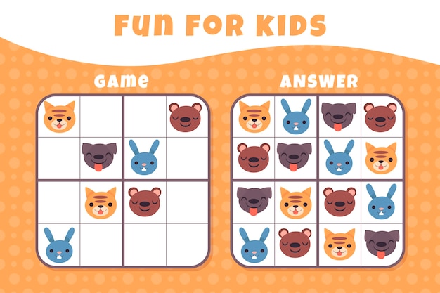 Hand drawn flat design sudoku for kids