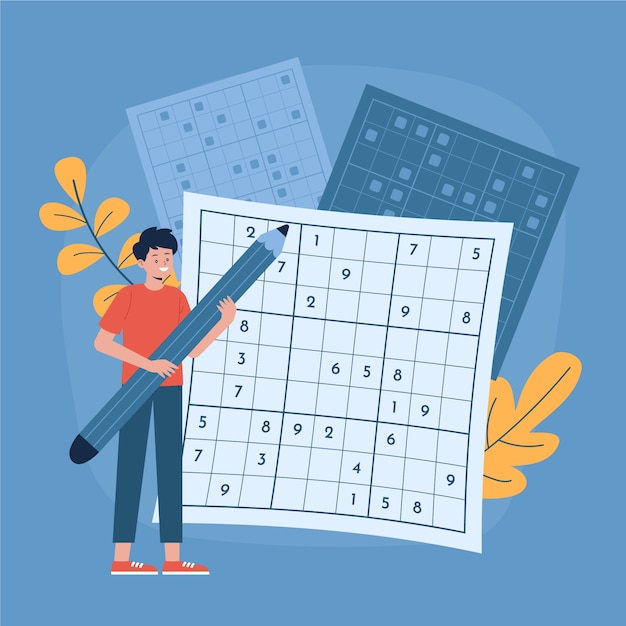 Hand drawn flat design sudoku