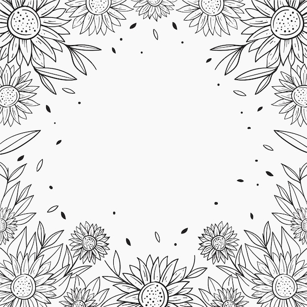 Free Vector hand drawn flat design sunflower border