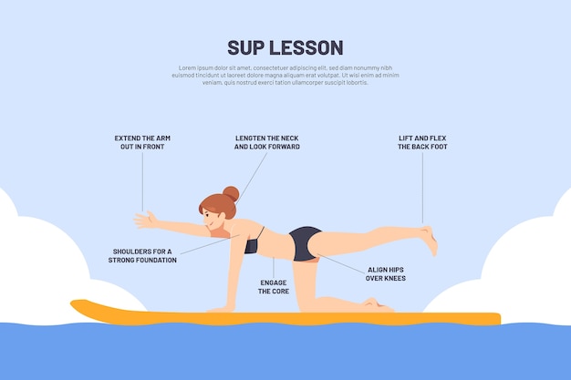 Hand drawn flat design sup lessons templates