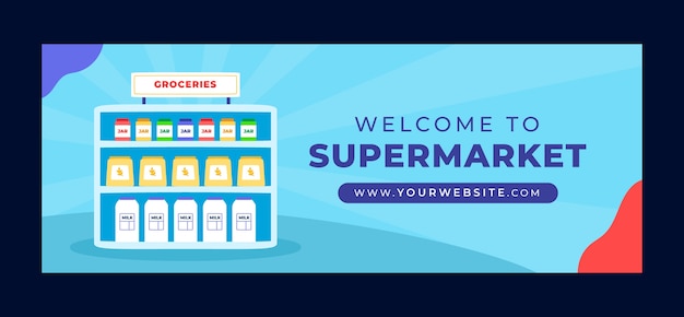 Hand drawn flat design supermarket facebook cover