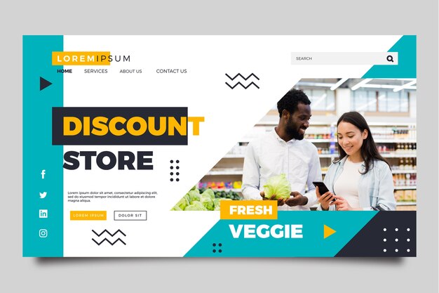 Hand drawn flat design supermarket landing page