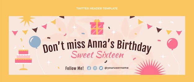 Hand drawn flat design sweet 16 template