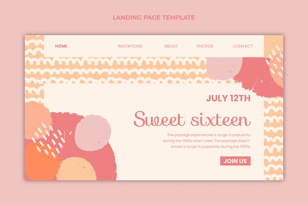 Hand drawn flat design sweet 16 template