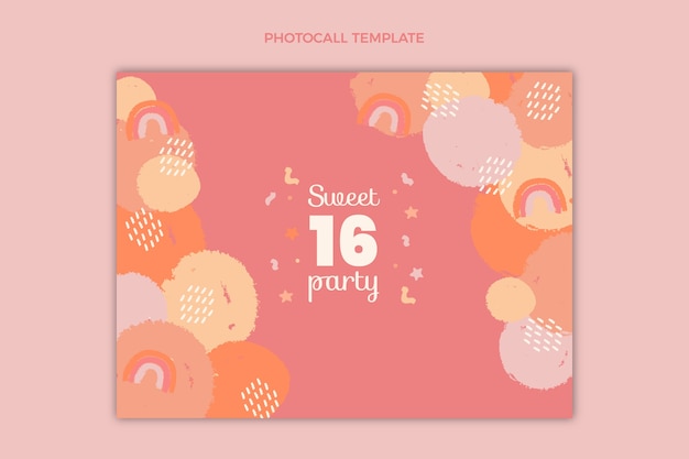 Free Vector hand drawn flat design sweet 16 template