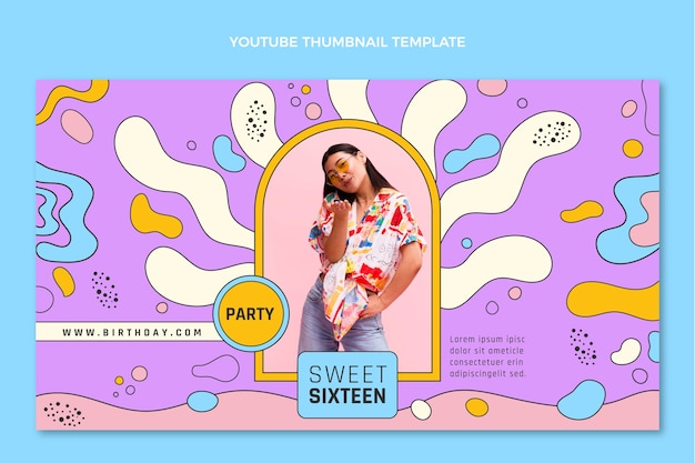 Free Vector hand drawn flat design sweet 16 youtube thumbnail