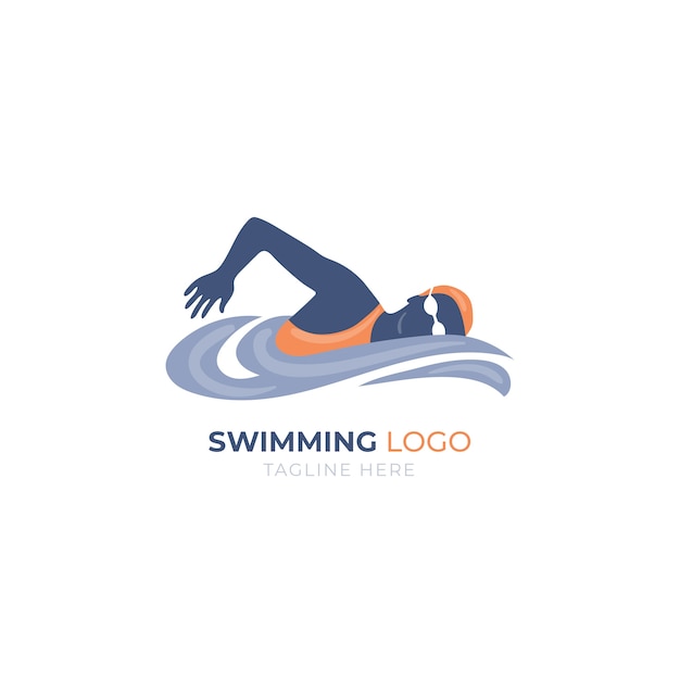 Hand drawn flat design swimming logo