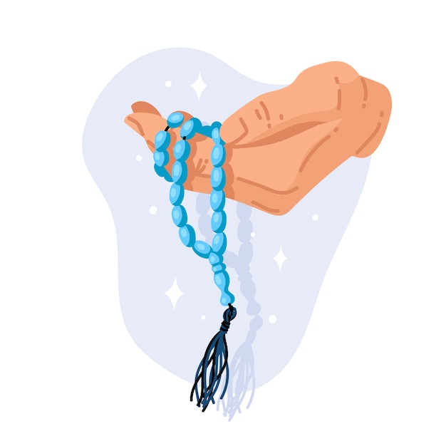 Hand drawn flat design tasbih illustration