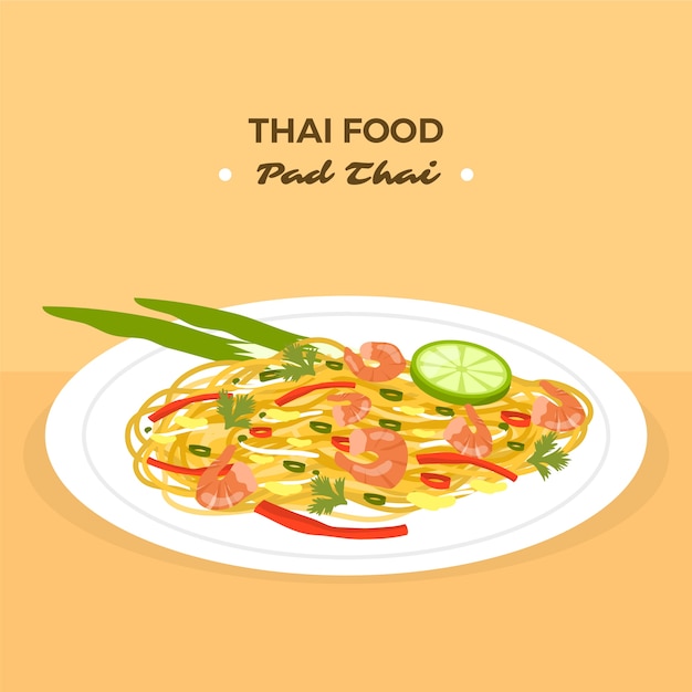 Free Vector hand drawn flat design thai food illustration