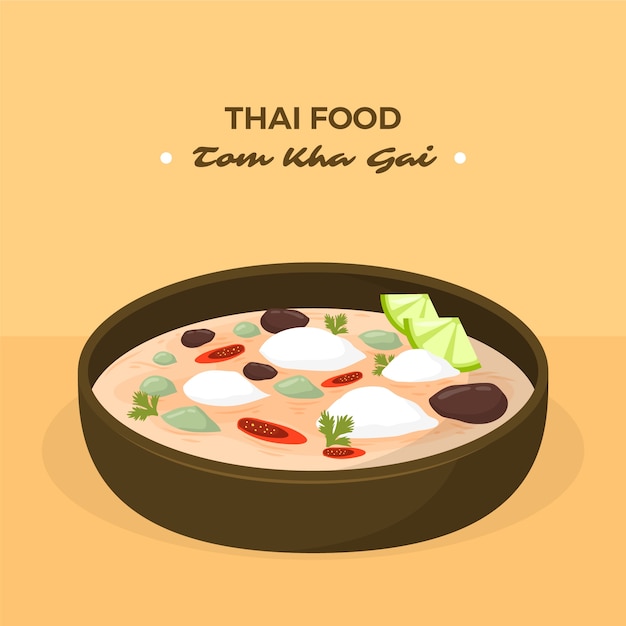 Hand drawn flat design thai food illustration