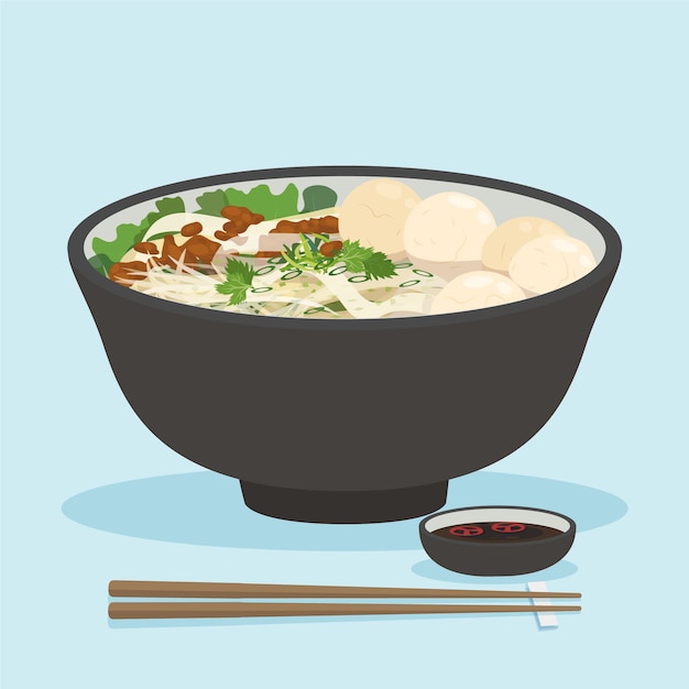 Hand drawn flat design thai food illustration