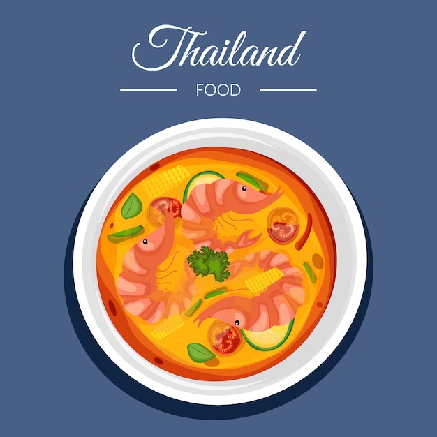 Hand drawn flat design thai food illustration