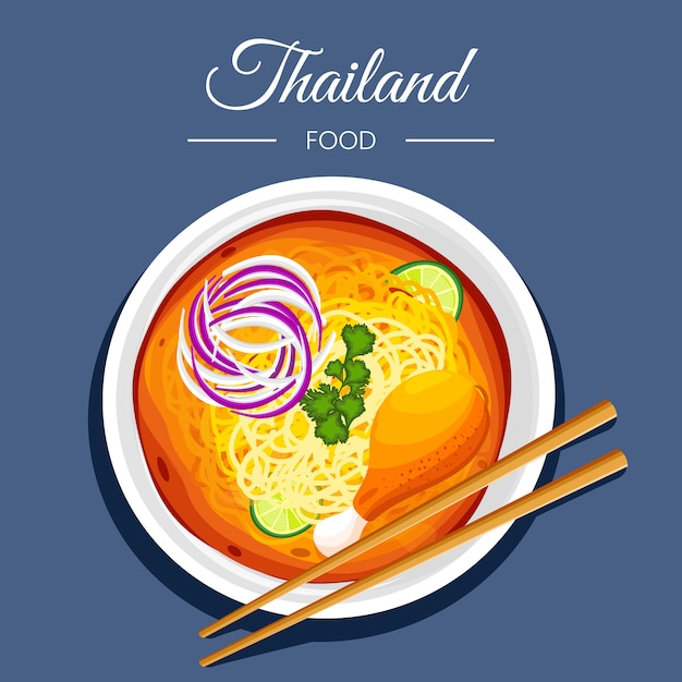 Hand drawn flat design thai food illustration