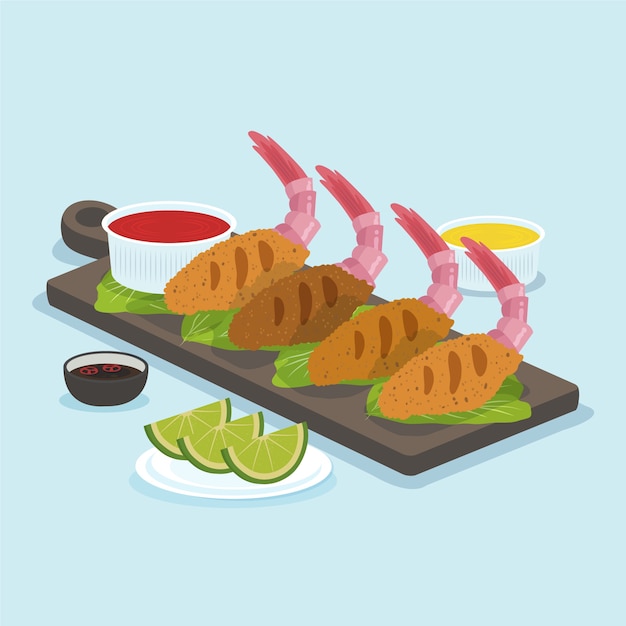 Free Vector hand drawn flat design thai food illustration