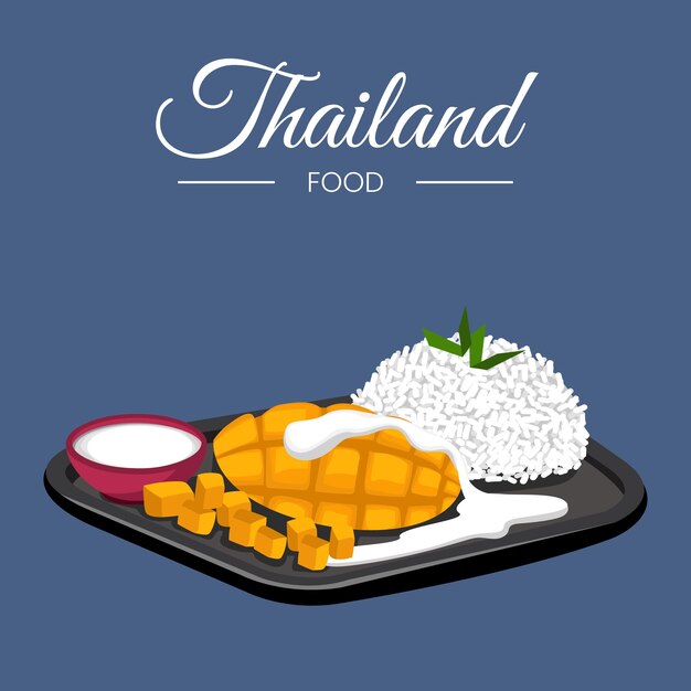 Hand drawn flat design thai food illustration