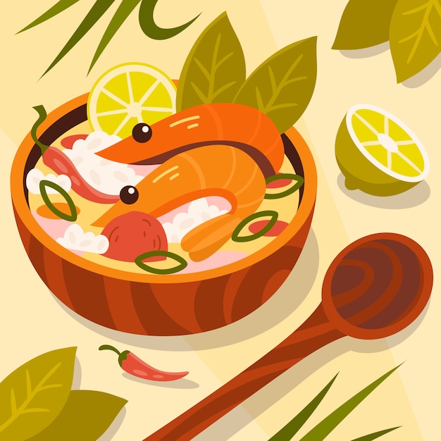 Free Vector hand drawn flat design thai food illustration