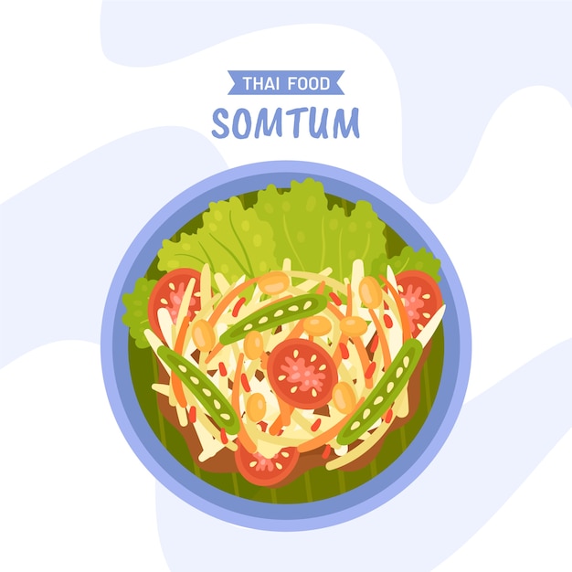 Hand drawn flat design thai food