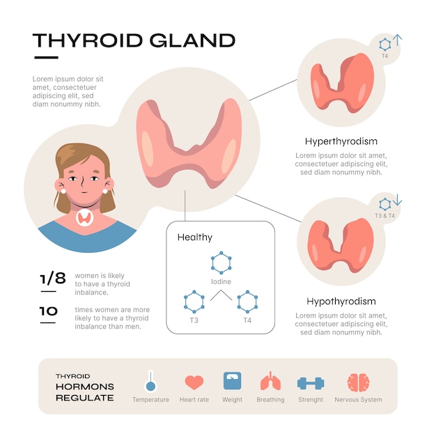 Hand drawn flat design thyroid infographic