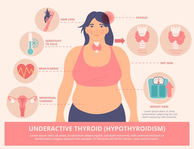 Hand drawn flat design thyroid infographic