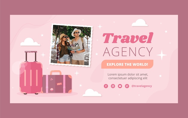 Hand drawn flat design travel agency facebook post