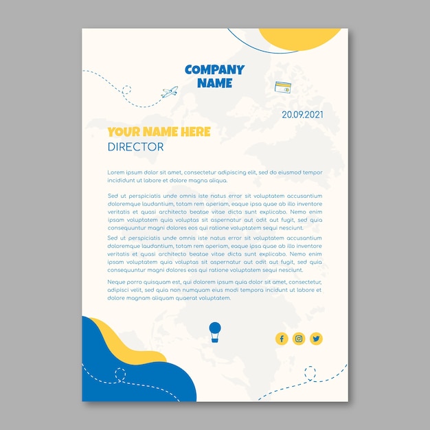 Hand drawn flat design travel agency letterhead