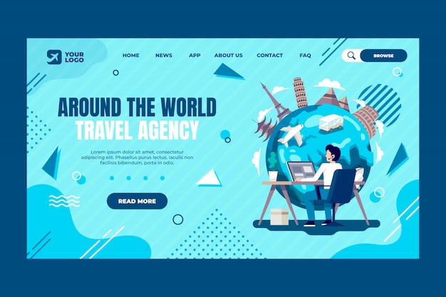 Free Vector hand drawn flat design travel agency template