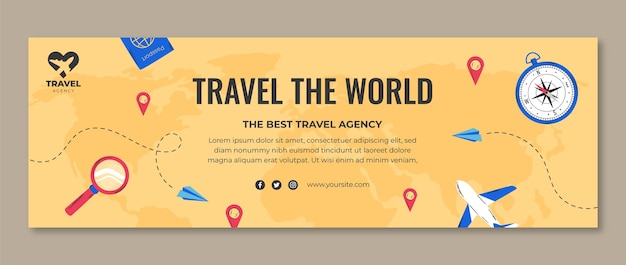 Hand drawn flat design travel agency template