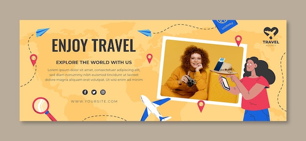 Hand drawn flat design travel agency template