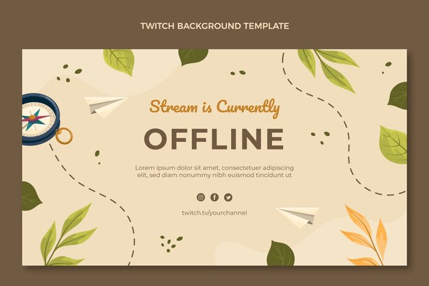 Hand drawn flat design trekking twitch background