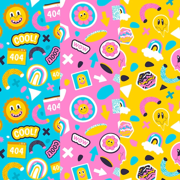 Free Vector hand drawn flat design trendy cartoon pattern