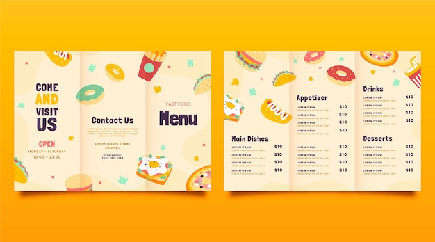 Free Vector hand drawn flat design trifold menu