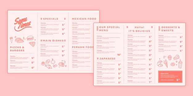 Hand drawn flat design trifold menu