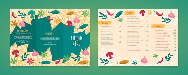 Free Vector hand drawn flat design trifold menu