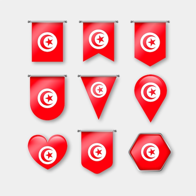 Hand drawn flat design tunisia national emblems