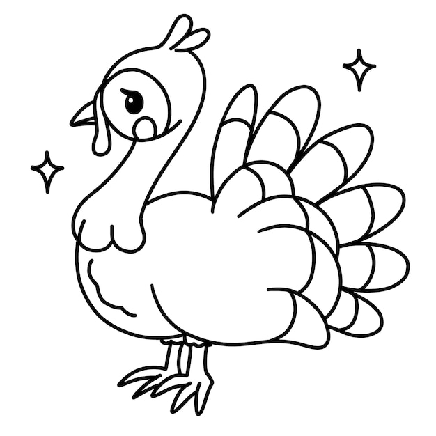 Hand drawn flat design turkey outline