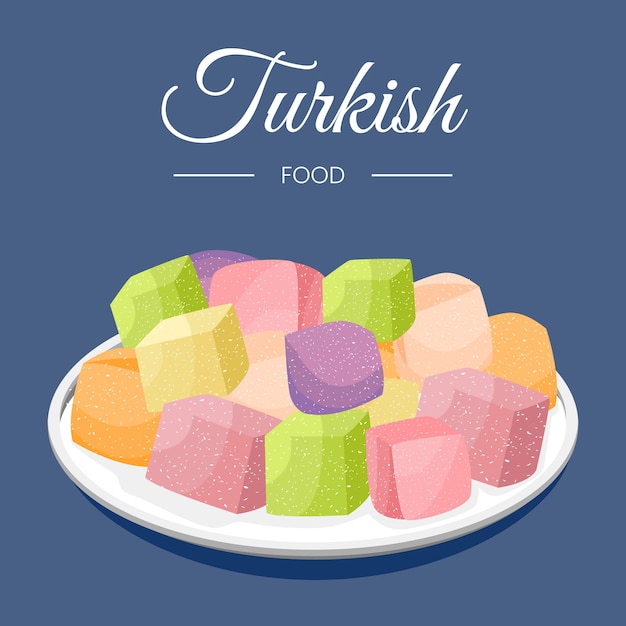 Hand drawn flat design turkish food illustration