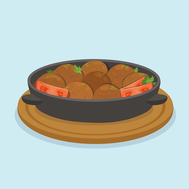 Hand drawn flat design turkish food