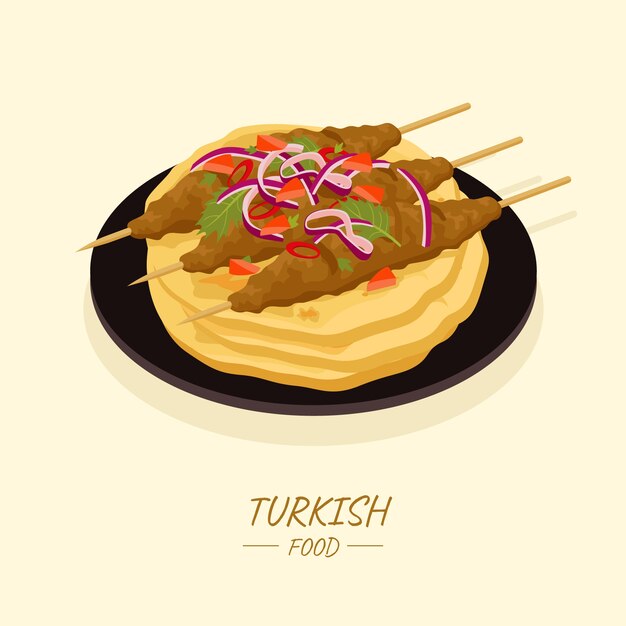 Hand drawn flat design turkish food