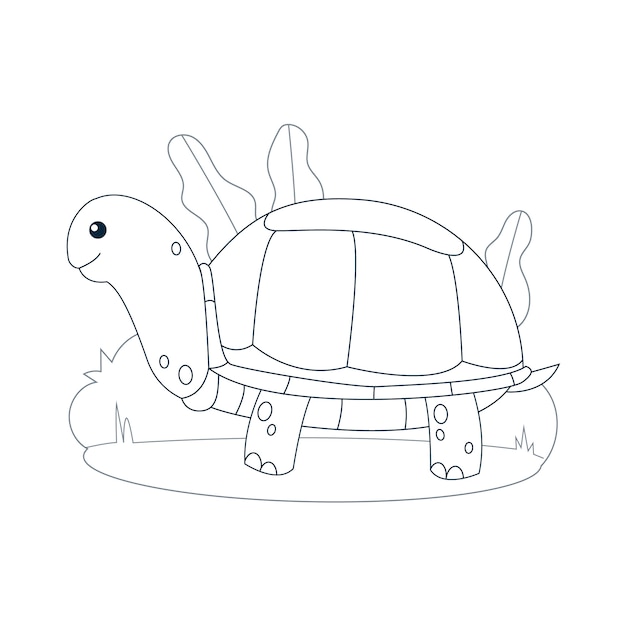 Hand drawn flat design turtle outline