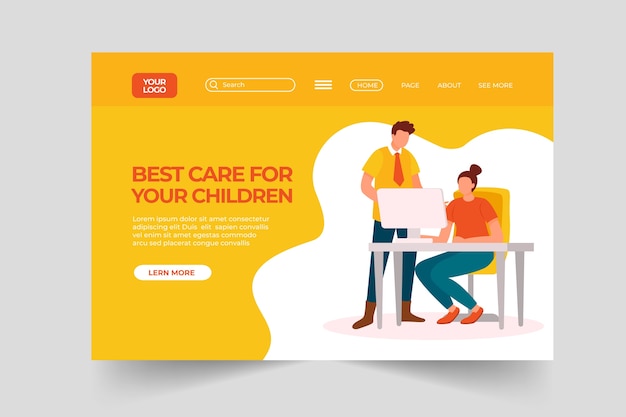 Hand drawn flat design tutoring landing page