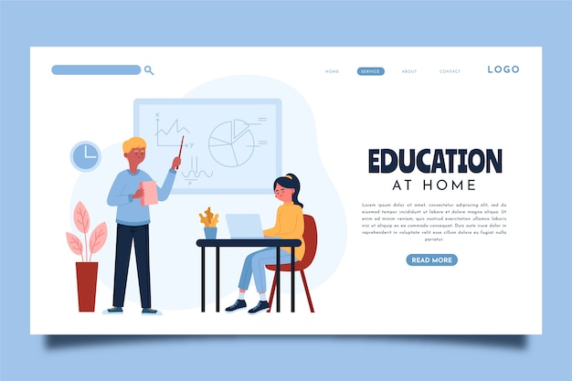 Hand drawn flat design tutoring landing page