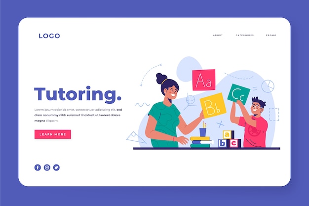 Hand drawn flat design tutoring landing page